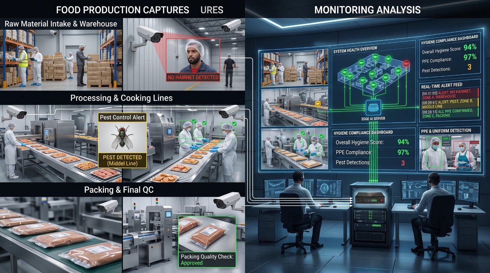 Central Kitchen & Food Factory Hygiene - AI video analytics deployment