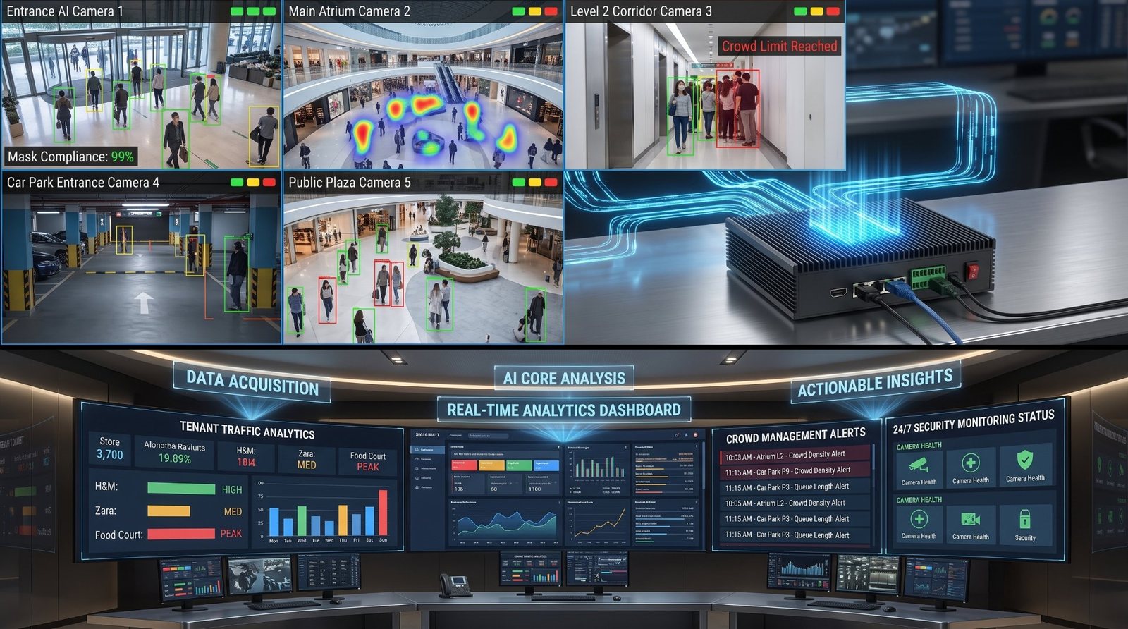 Shopping Mall & Commercial Complex - AI video analytics deployment