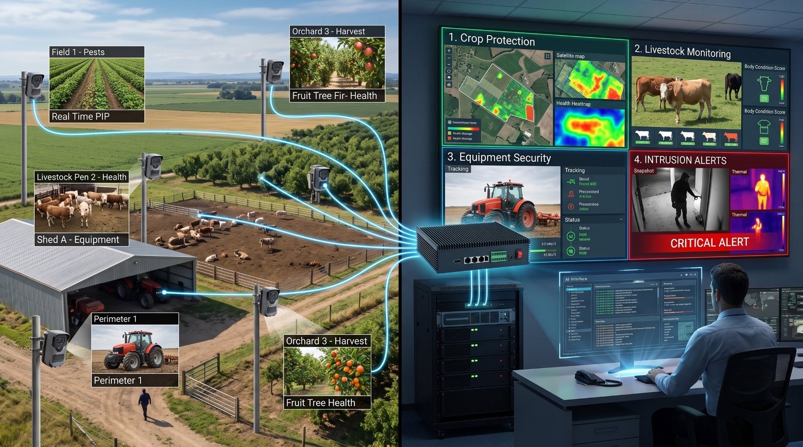 Smart Agriculture & Farm Security - AI video analytics deployment